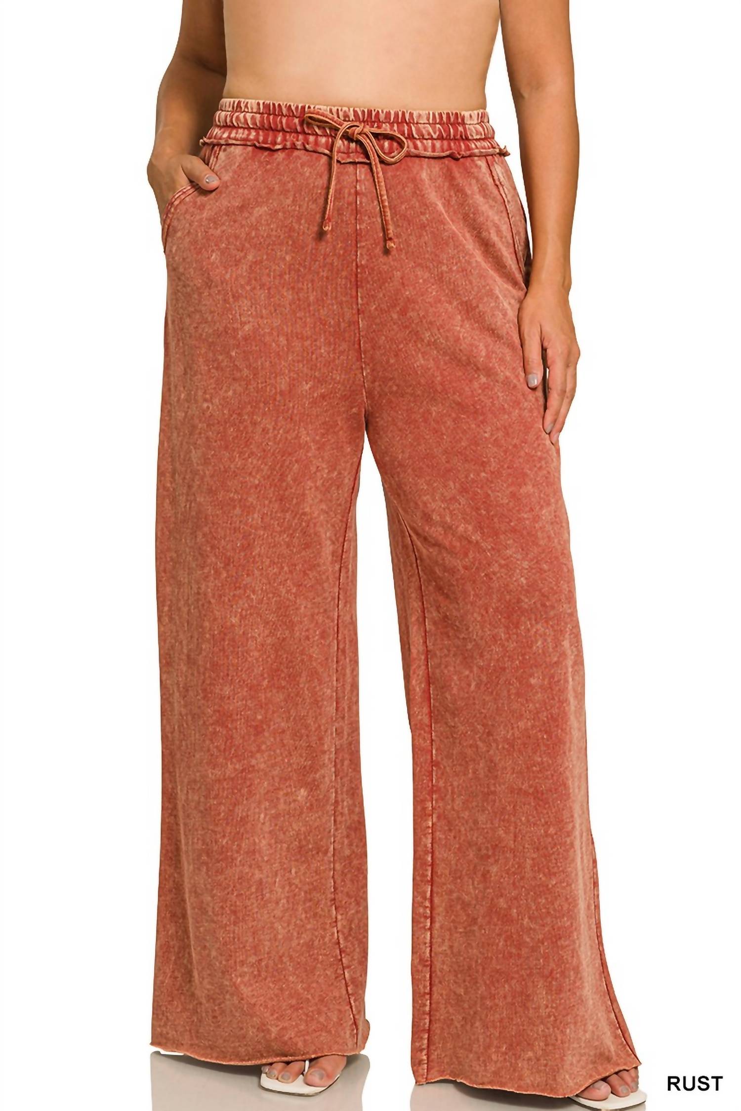 Zenana - French Terry Wide Leg Pants