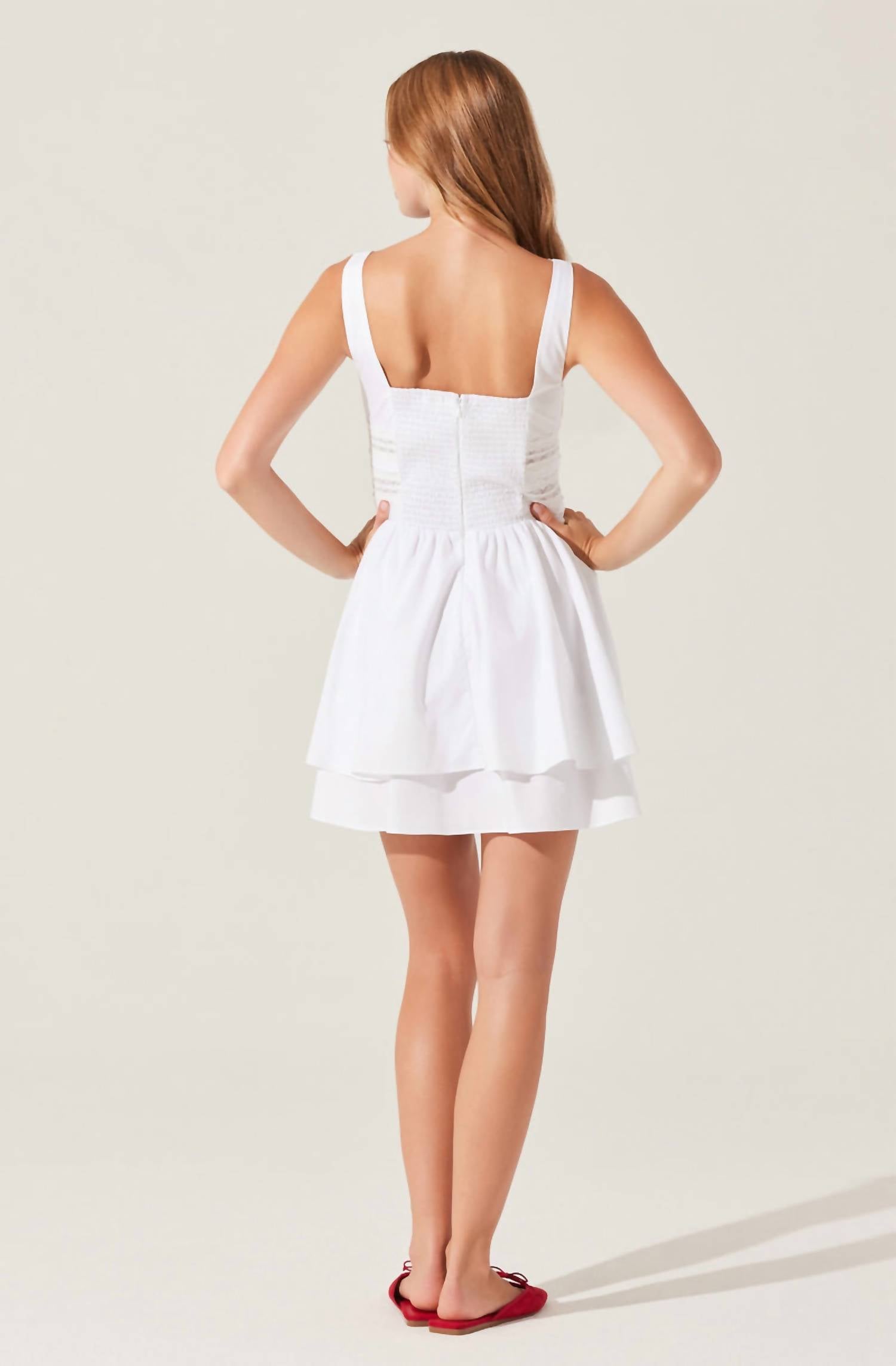 ASTR Melaine Lace Trim Mini Dress in white 1 - women's dress - alternate view