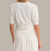 525 America - Odette Cropped Puff-sleeve Cardigan