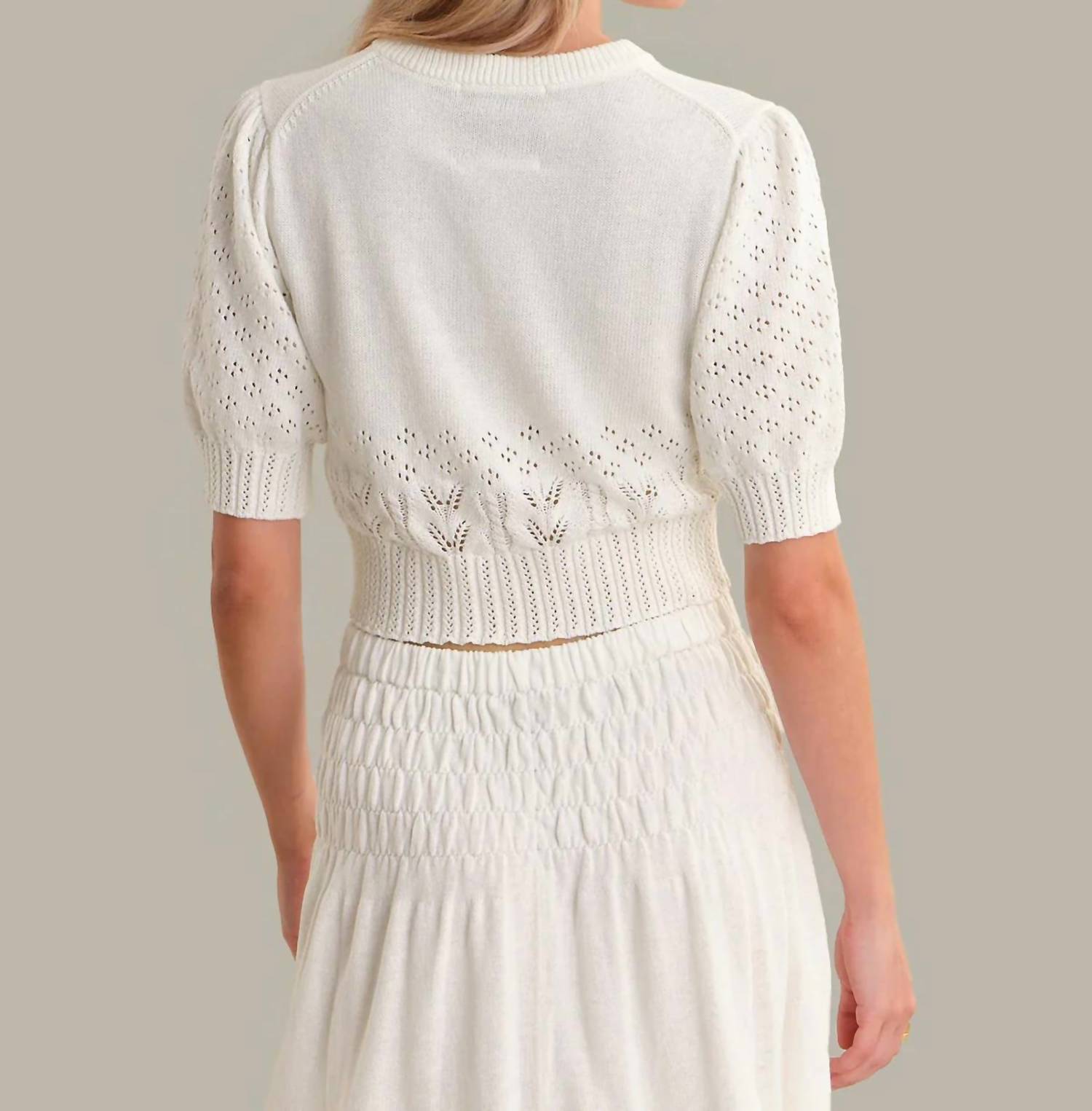 525 America - Odette Cropped Puff-sleeve Cardigan