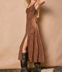 DRESS FORUM Empire Waist Mid Slit Dress in mocha mousse - women's dress - alternate view