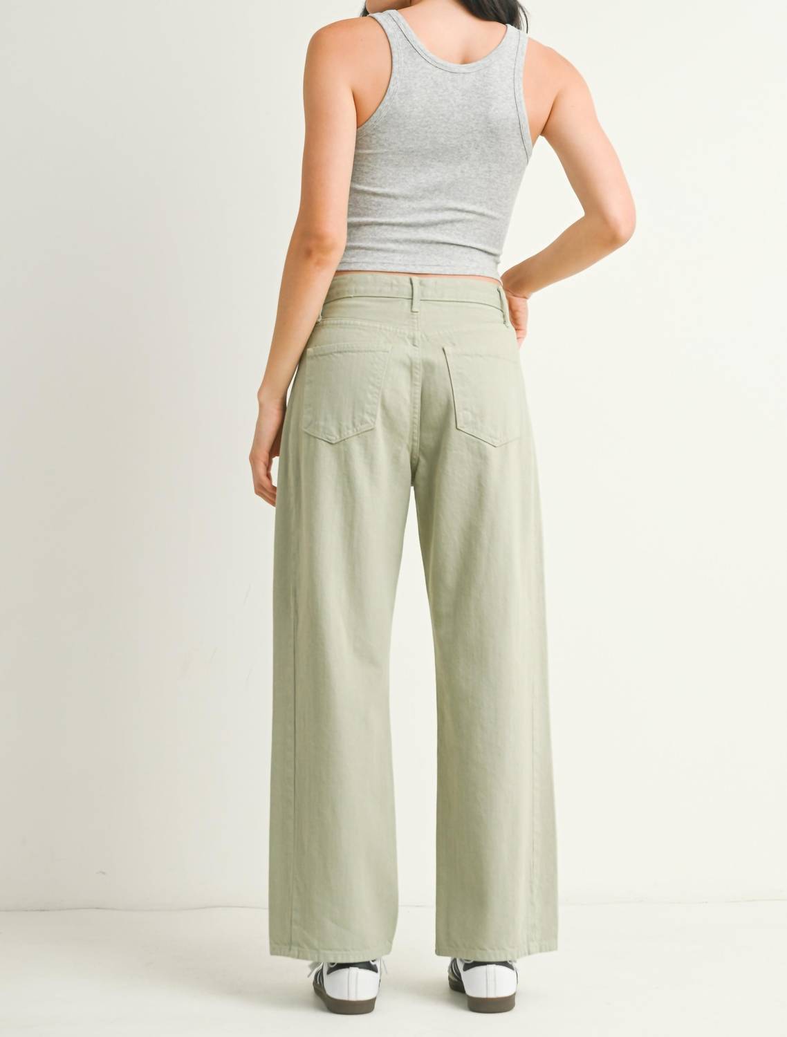 JUST BLACK DENIM Twist Barrel Jean in eucalyptus - women's jeans - detail view