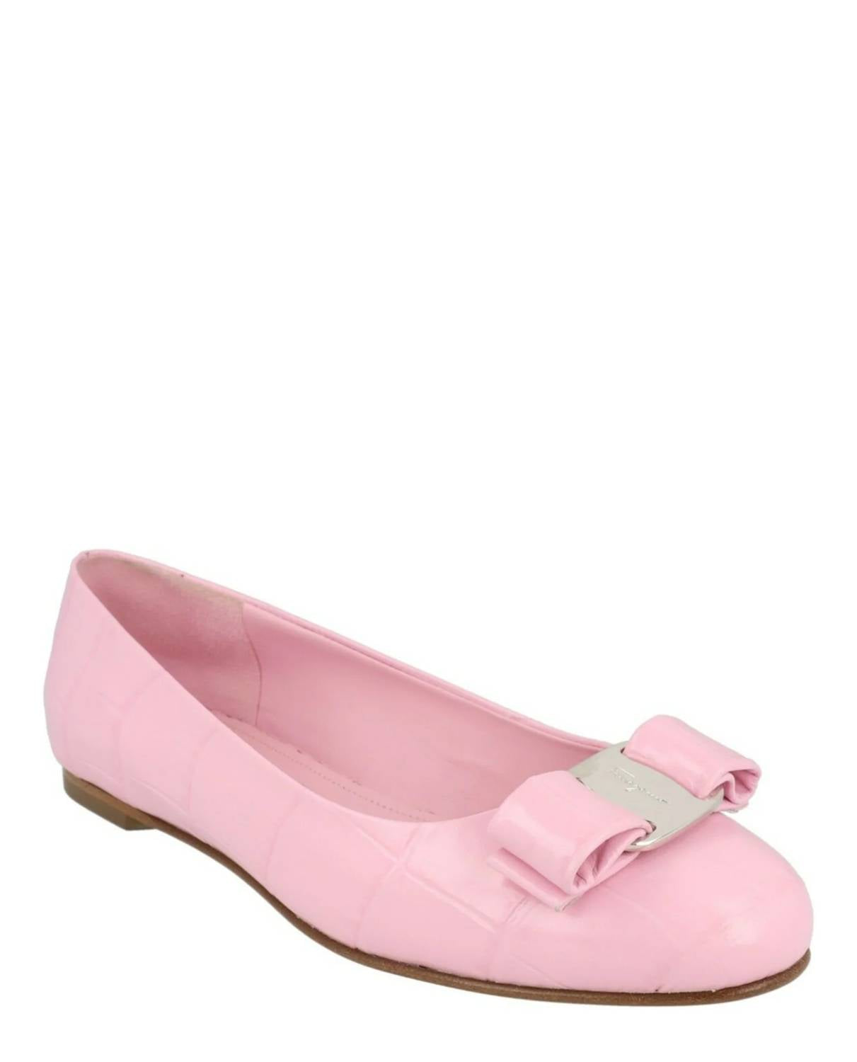 Salvatore Ferragamo - Women's Varina Croco Embossed Ballerina Flats