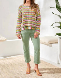 Tribal - Bell Sleeve Sweater With Tassel Trim