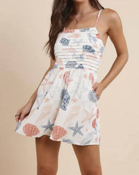Sadie & Sage - SEASHELLS PLEATED BODICE ROMPER