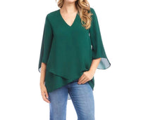Karen Kane - Bracelet Sleeve Asymmetric Top - Petite