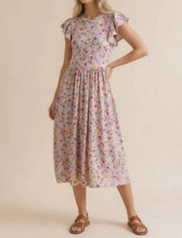 Haptics - Folded Ruffle Short Sleeve Babydoll Dress- Plus