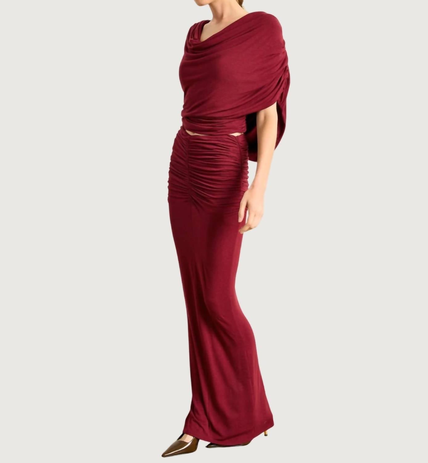line and dot Mazzy Knit Skirt in burgundy - women's skirt - detail view