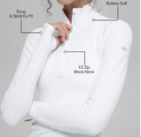 ALO YOGA AloSoft 1/2 Zip Rapid Pullover in white - women's jacket - detail view