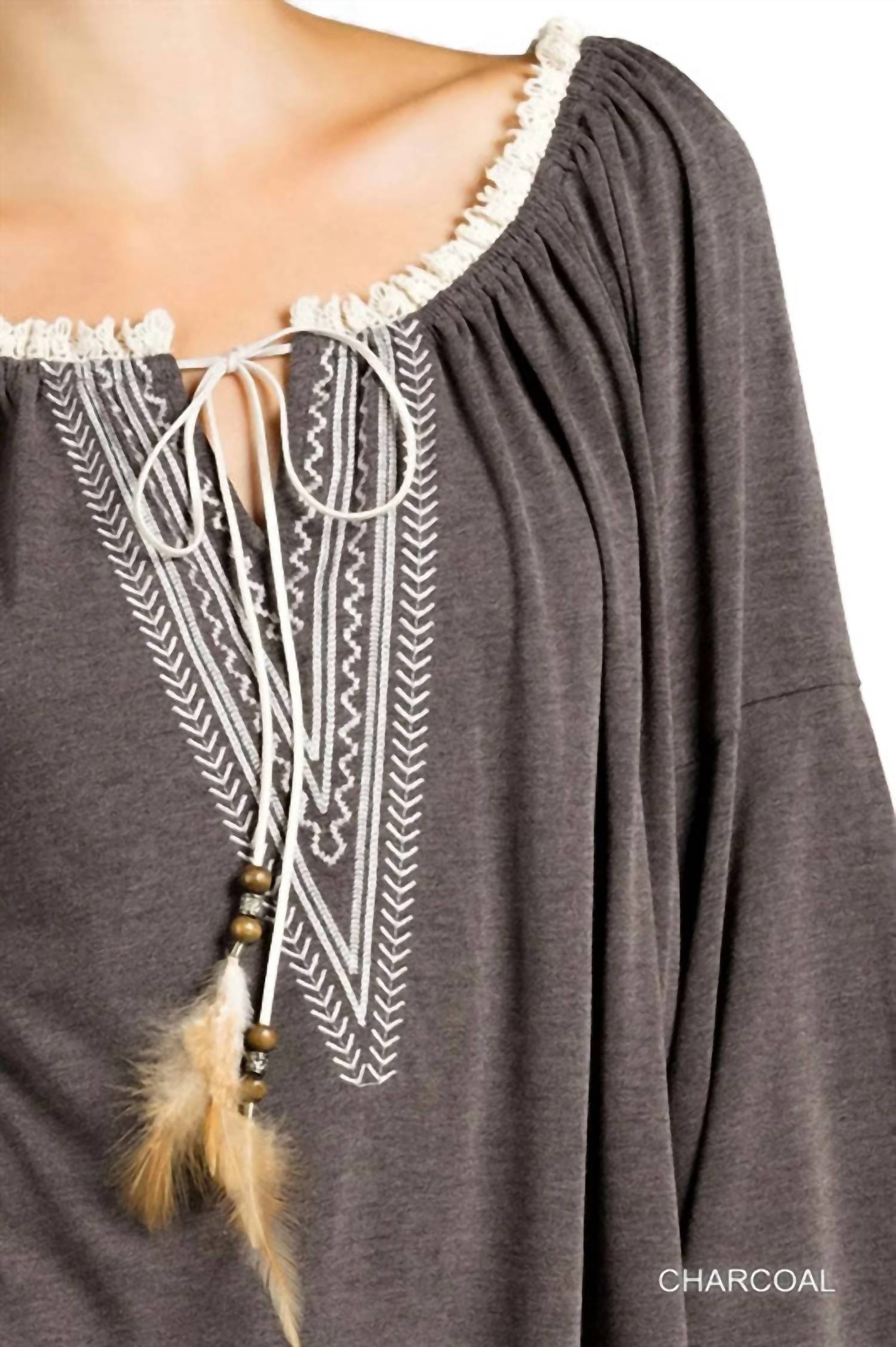 Kori - Embroidered Bell Sleeve Knit Top