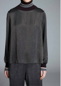 Tricot Chic - Striped Turtleneck Long Sleeve Sweater