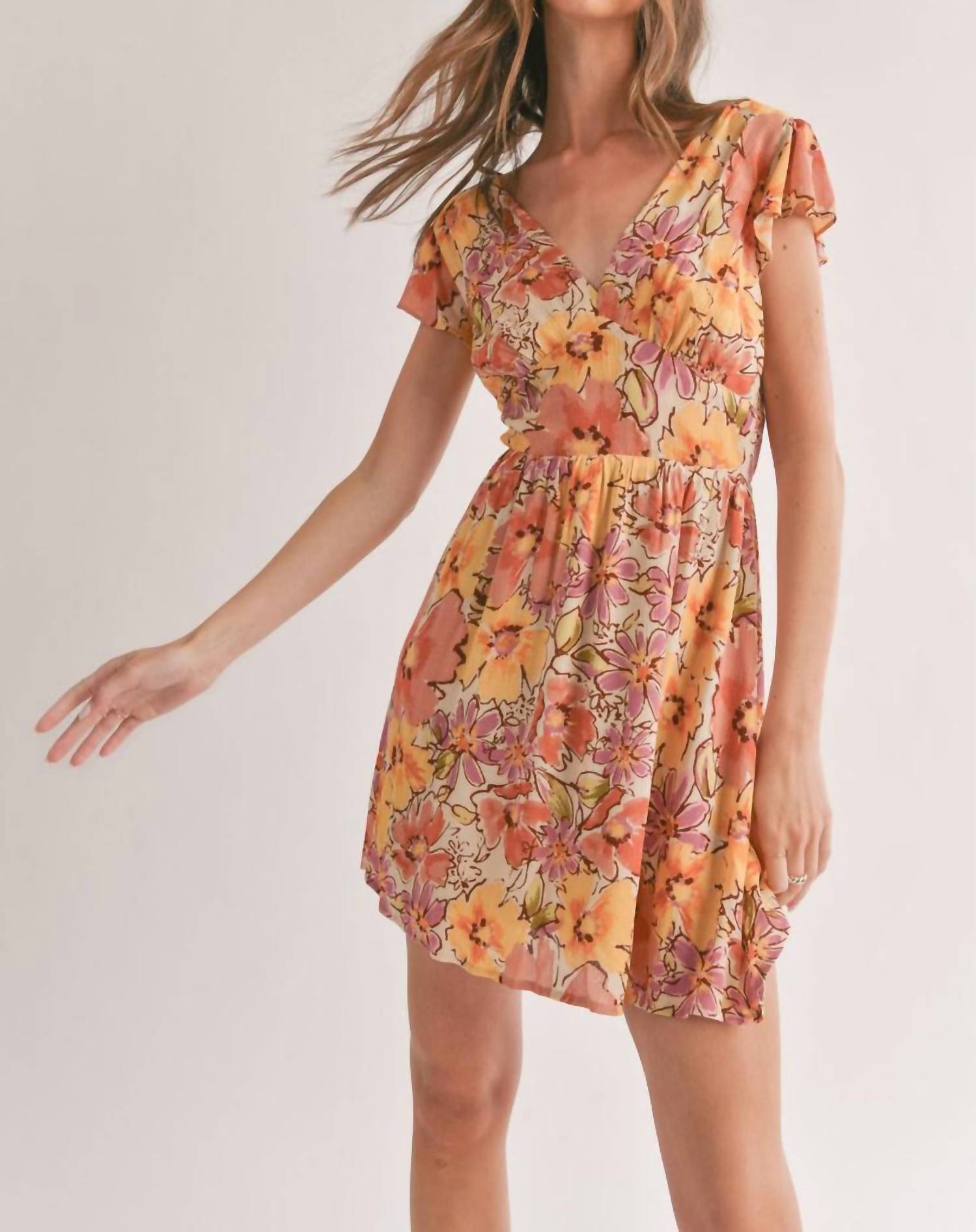 Sage The Label - Floral Tie Back Mini Dress