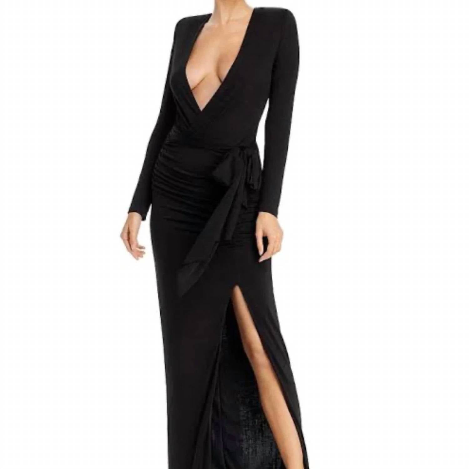 Alice + Olivia - Kyra Plunging Draped Maxi Dress