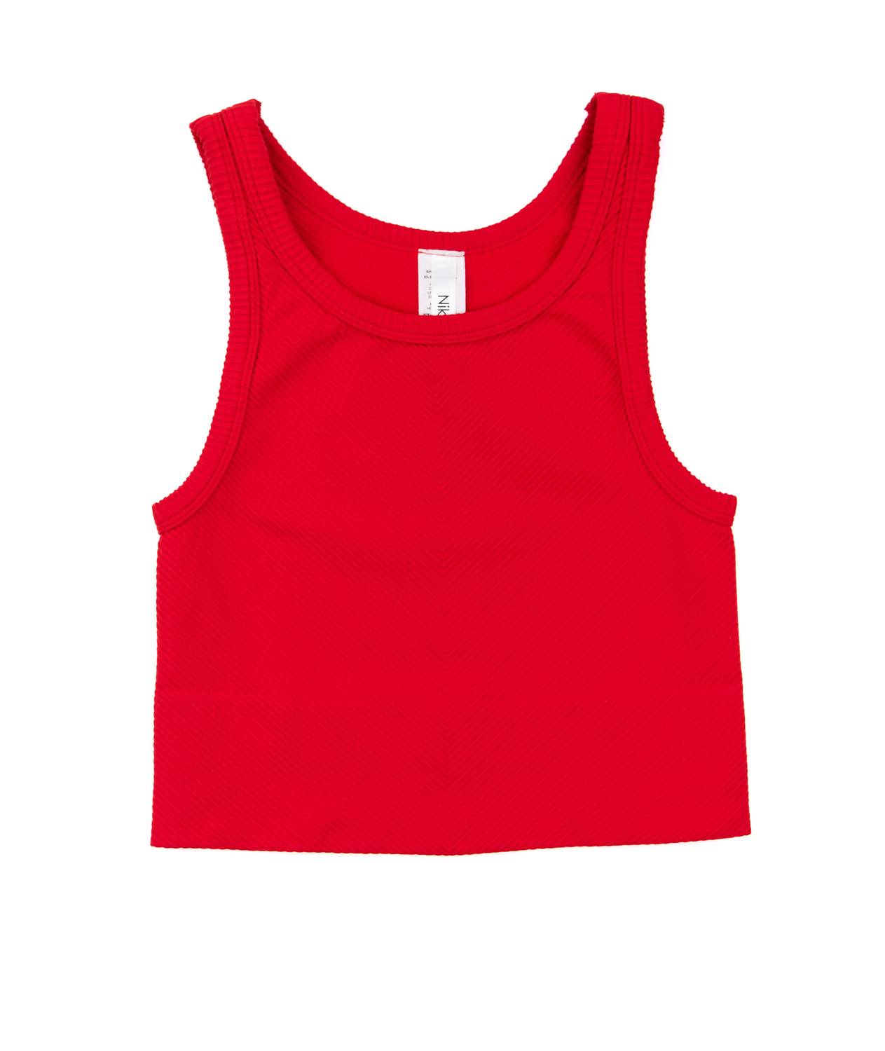 Nikibiki Junior Women's Sawyer Chevron Highneck Crop Top in red - women's shirt