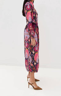 FIGUE Bassa Dress in fan ikat true navy - women's dress - detail view