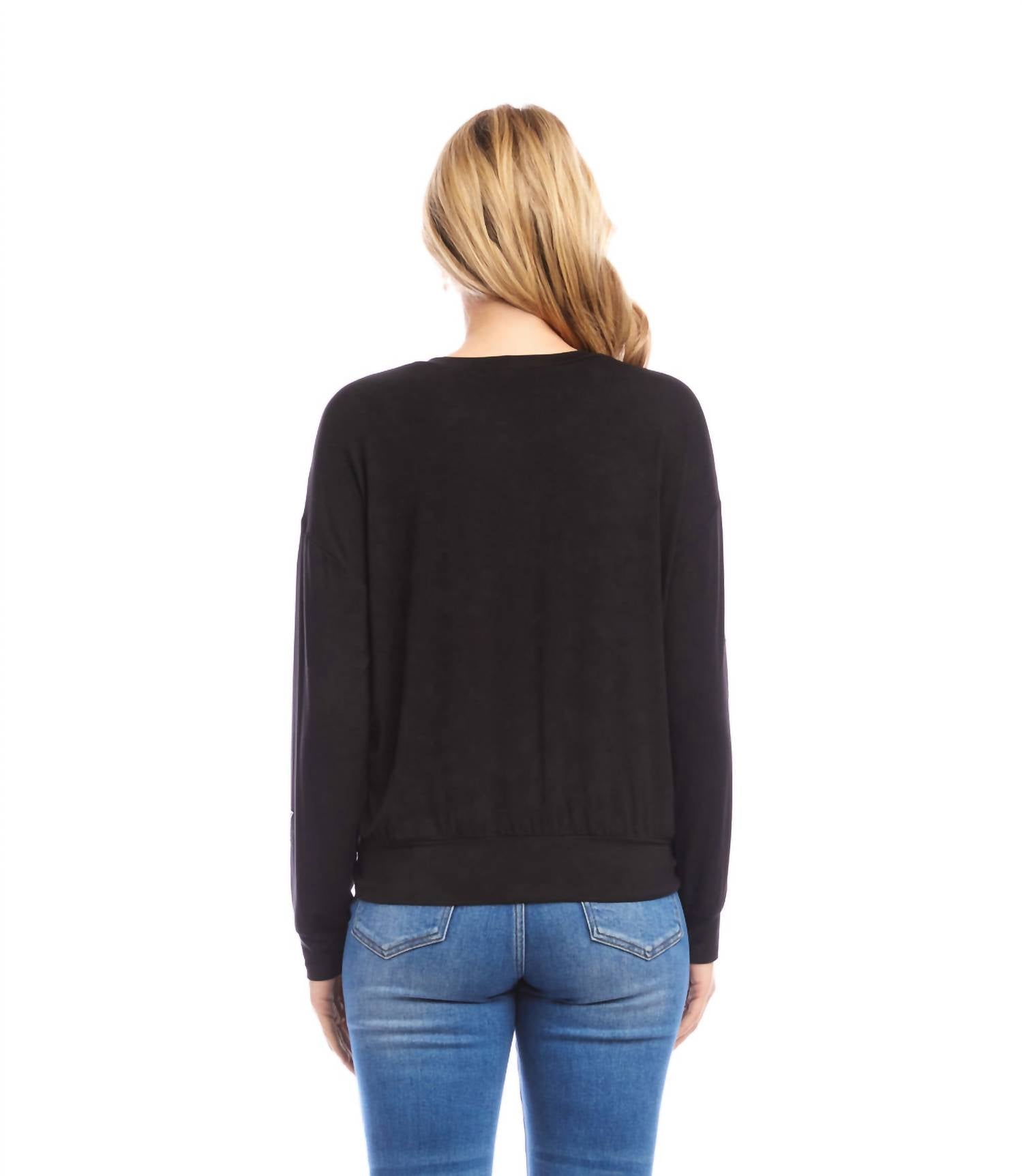 Karen Kane - Long Sleeve Embellished Star Tie-Top