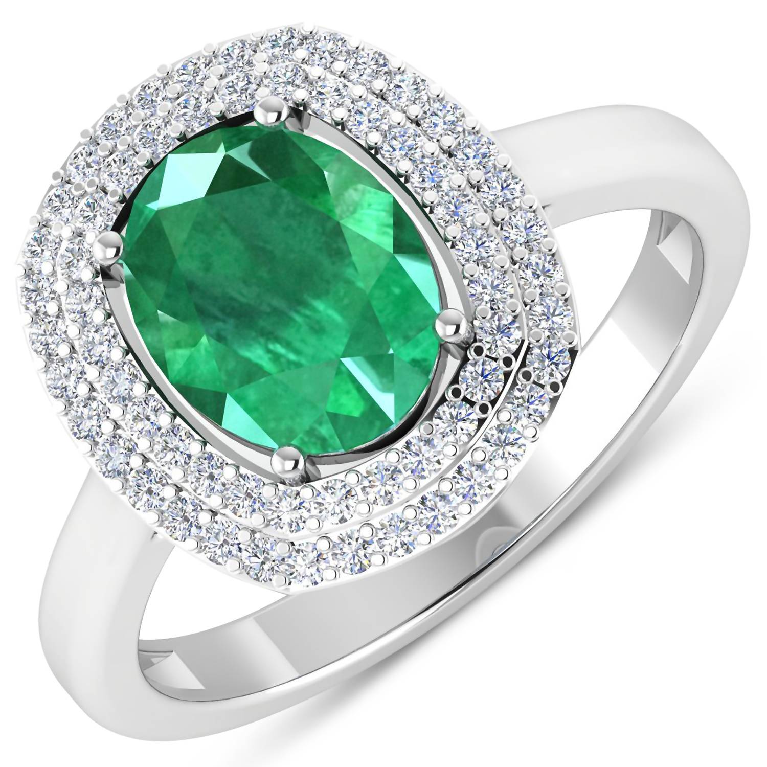 Diana M Jewels Women's Oval Natural Zambian Emerald Fashion Ring (1.93 Ct) - Classic in 14k white gold - women's jewelry - detail view