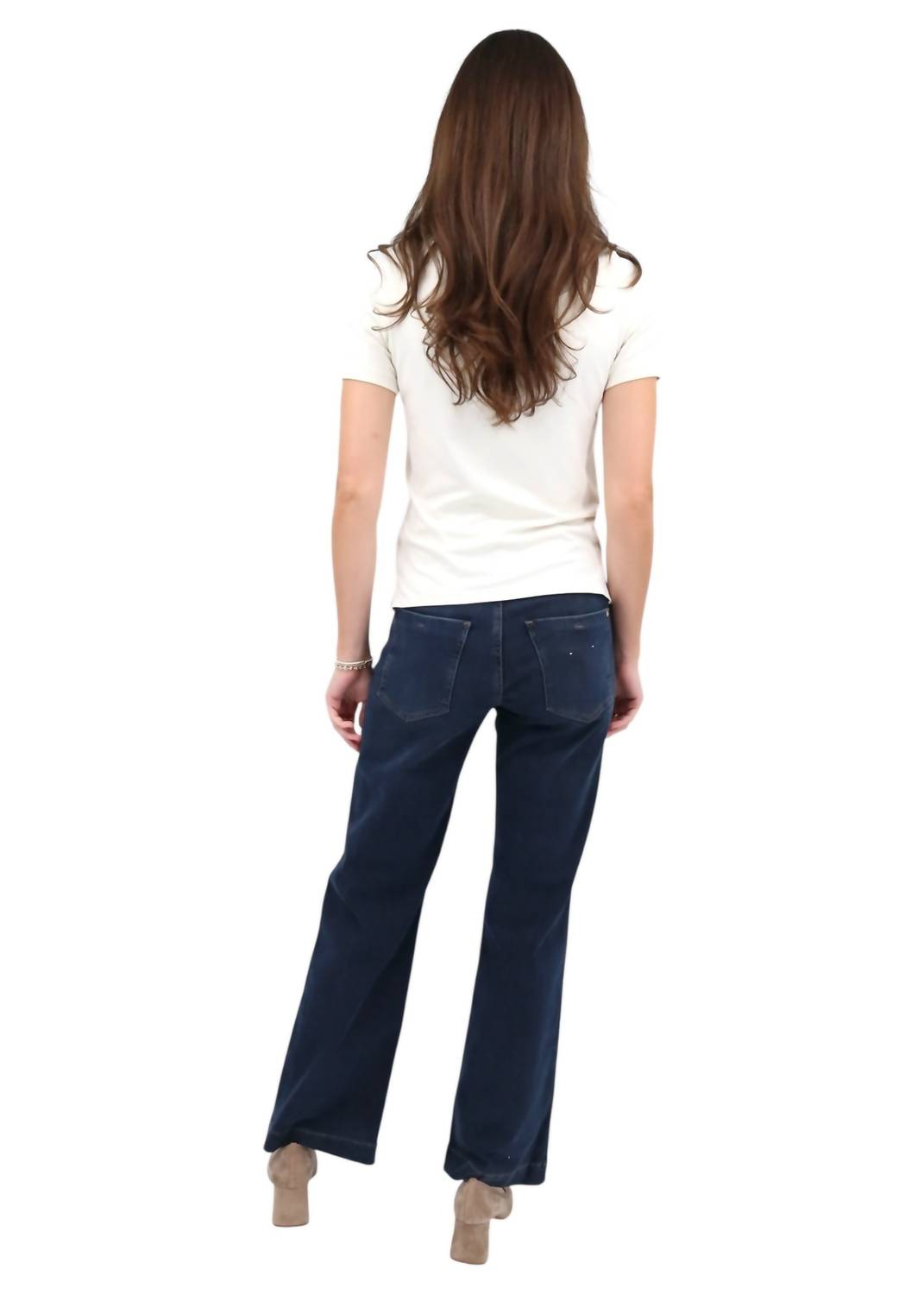 Brax Maine Wide Leg Pants in used dark blue - women's pants - alternate view