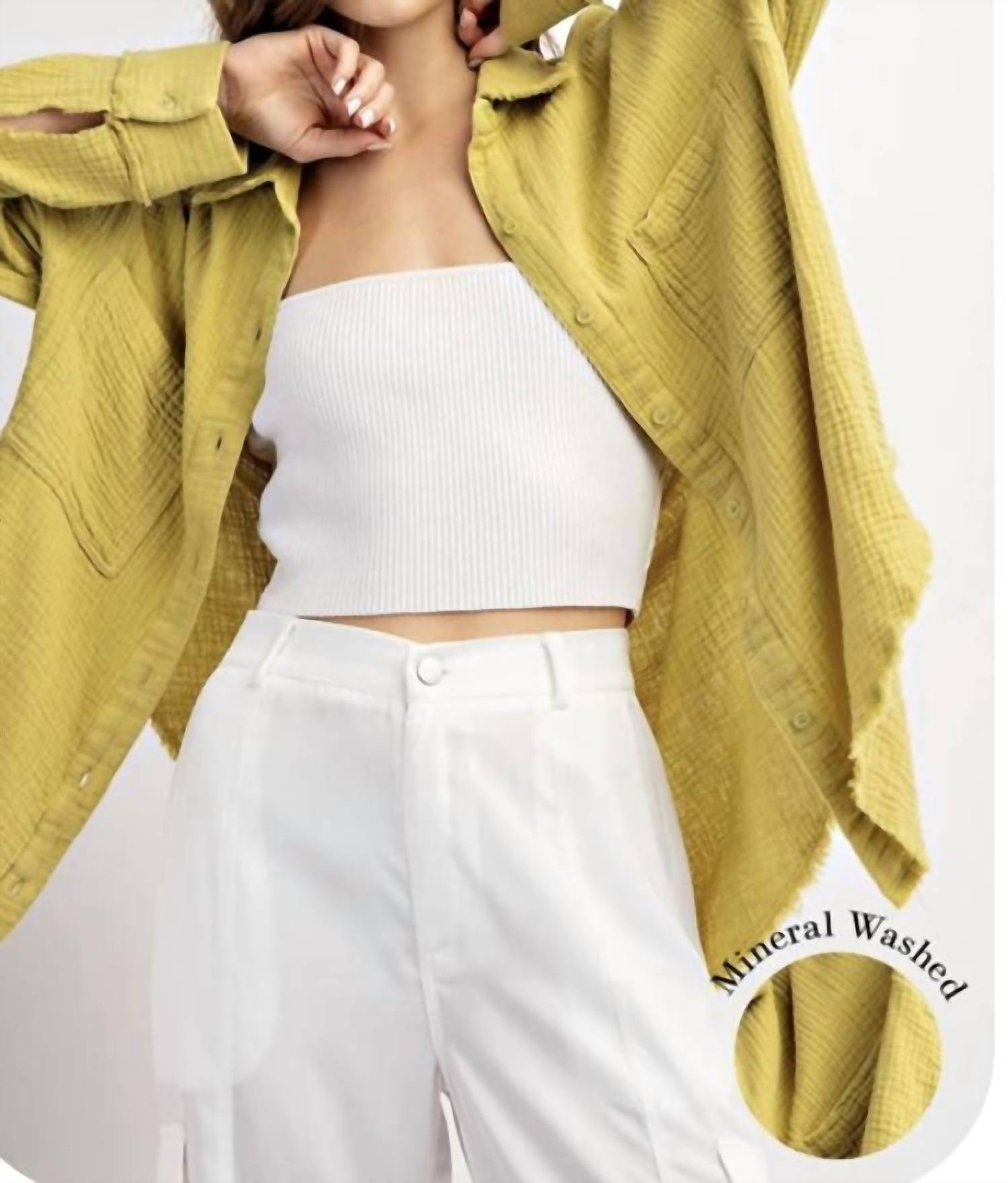 Ee:Some - Mineral Washed Cotton Gauze Top