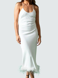 Lucy Paris - Magali Feather Bias Sleeveless Midi Dress