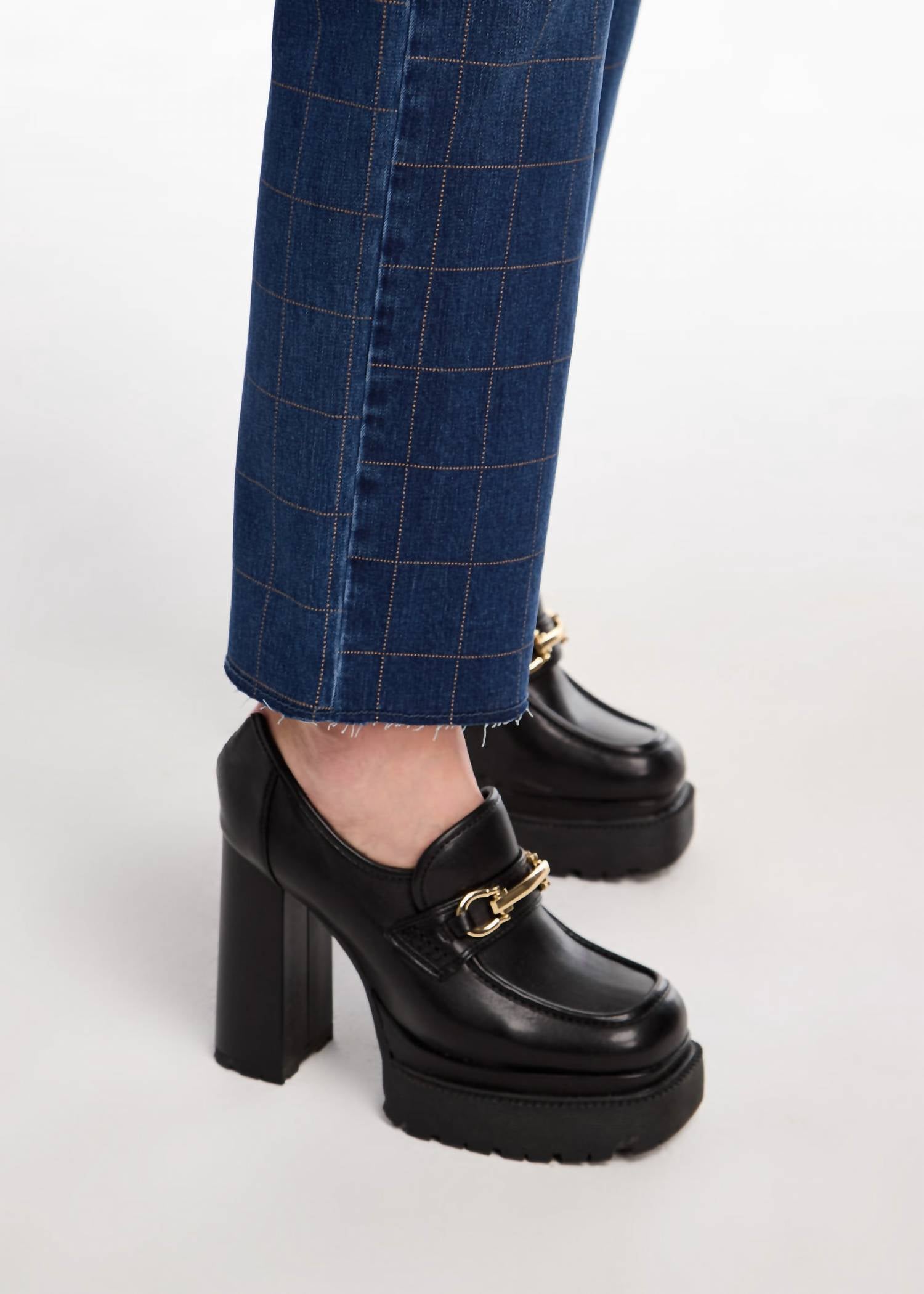 Fdj - Christina Plaid Straight Leg Jeans
