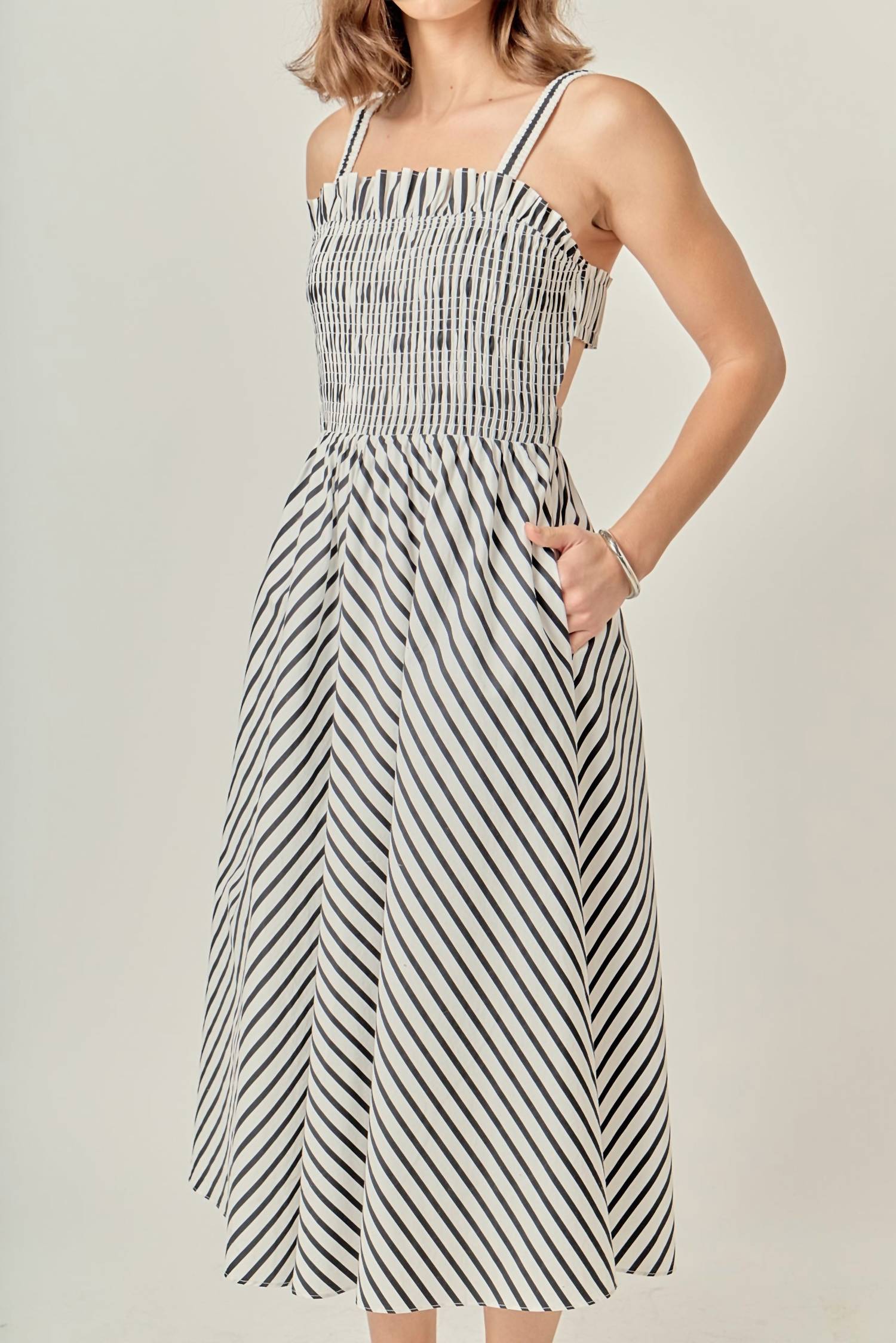 English Factory - Striped Smocked Dress