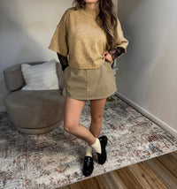 &Merci - Morgan Mock Neck Short Sleeve Cropped Sweater Top