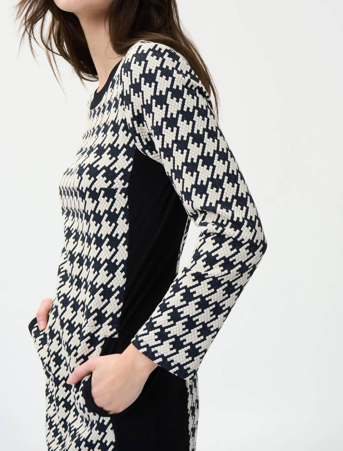 Joseph Ribkoff Herringbone Dress in black white - women's dress - view 4