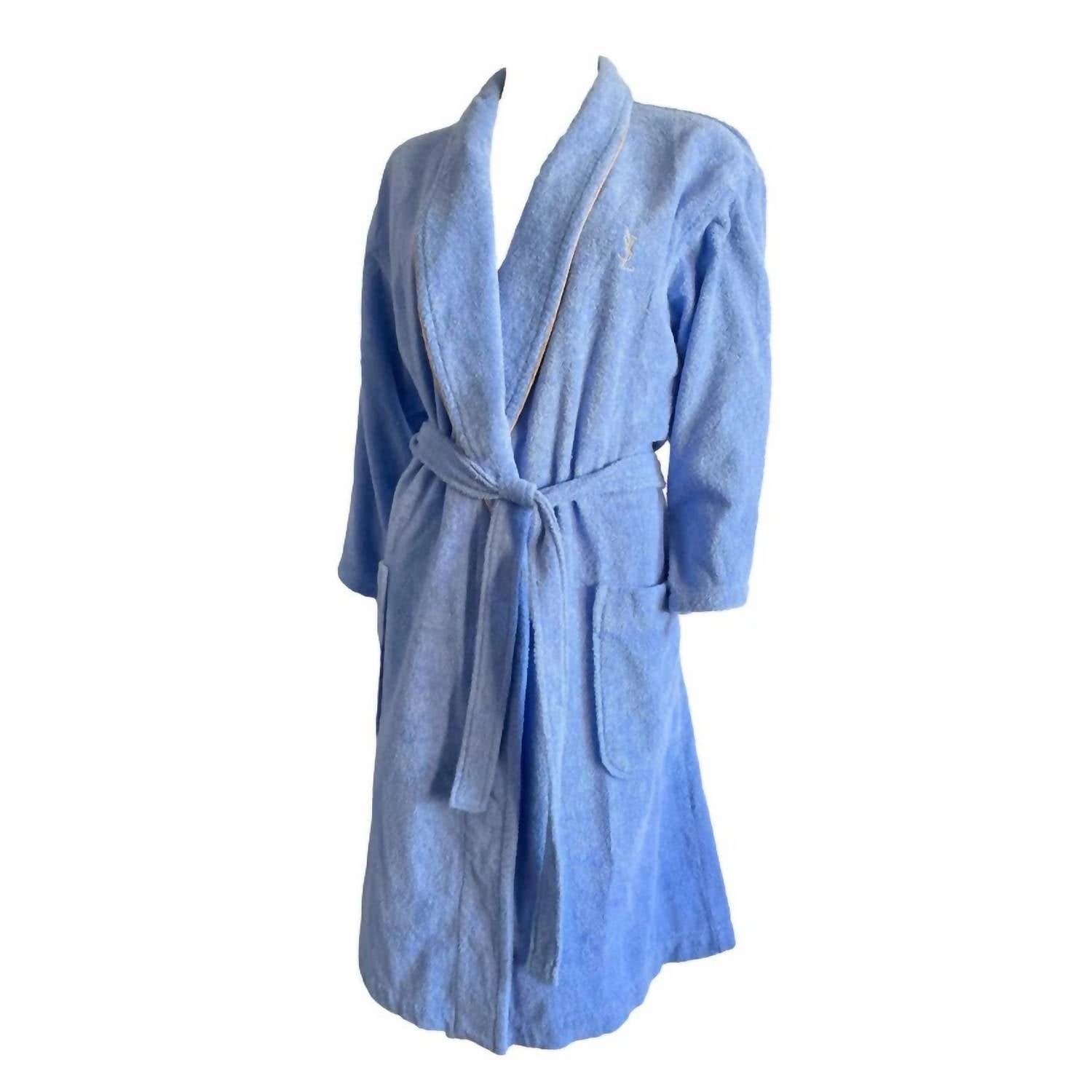 SAINT LAURENT Women's Logo Bathrobe in light blue - women's intimate