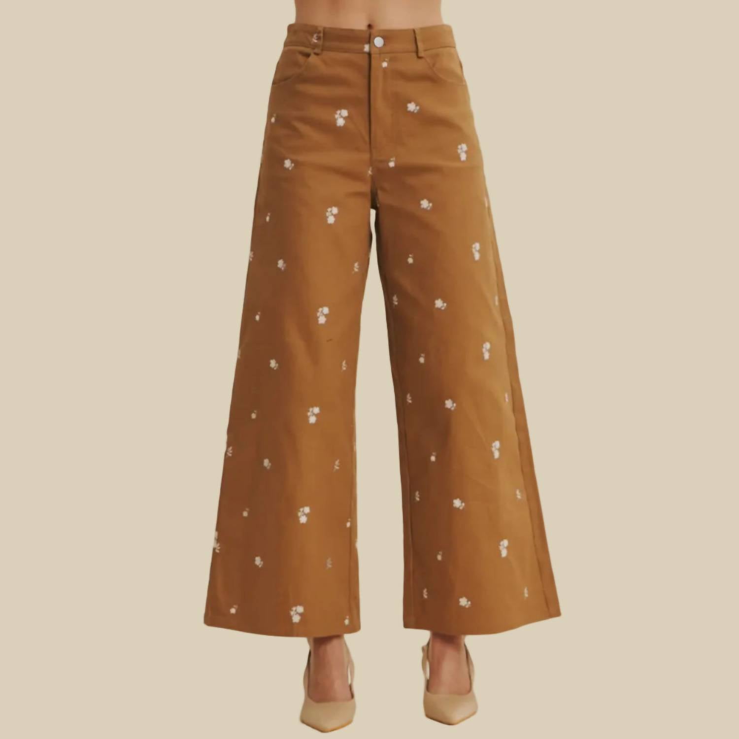 In February Nelli Floral Pants in camel - women's pants