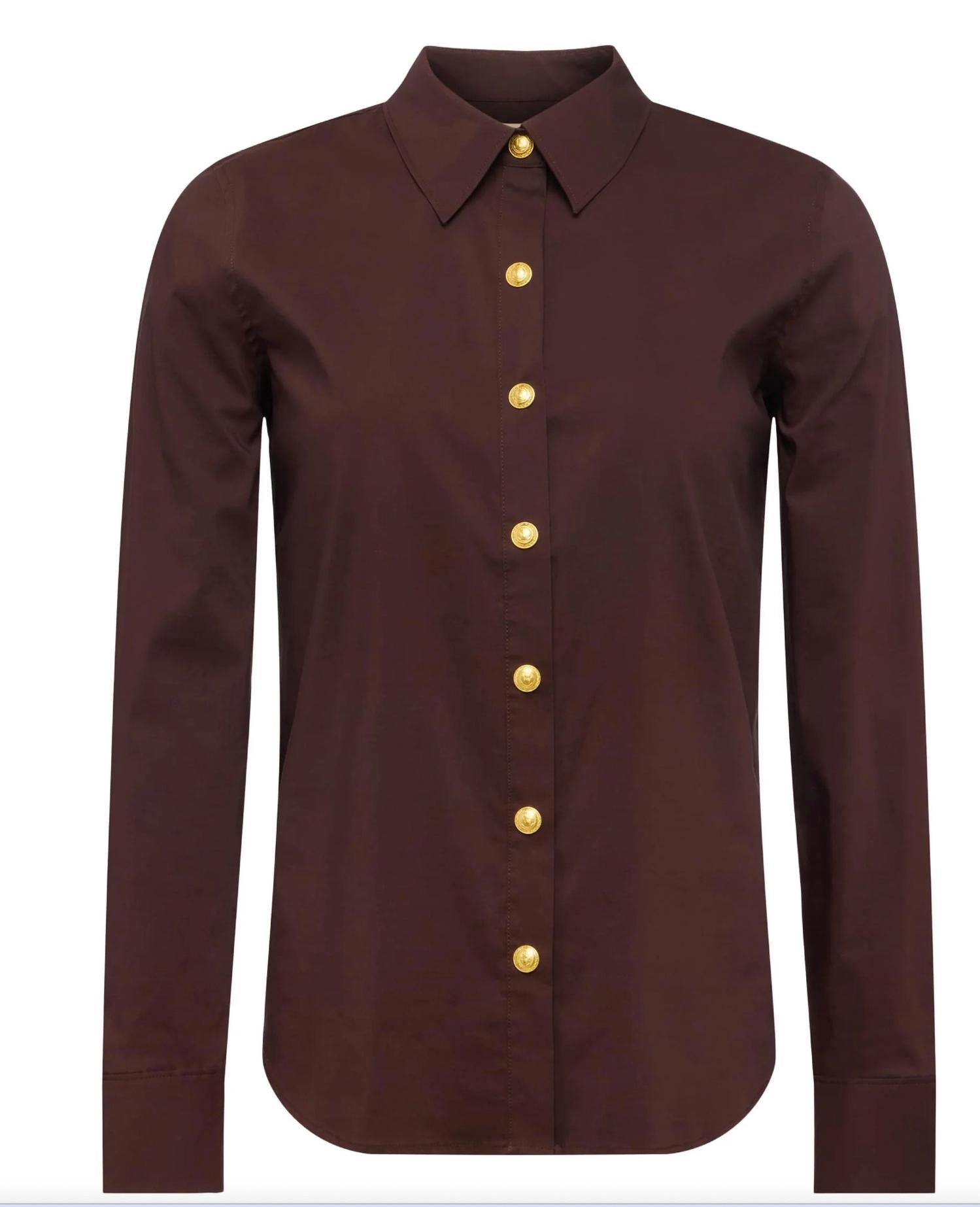 L'Agence Ellery Long Sleeve Blouse in coffee bean - women's blouse - alternate view