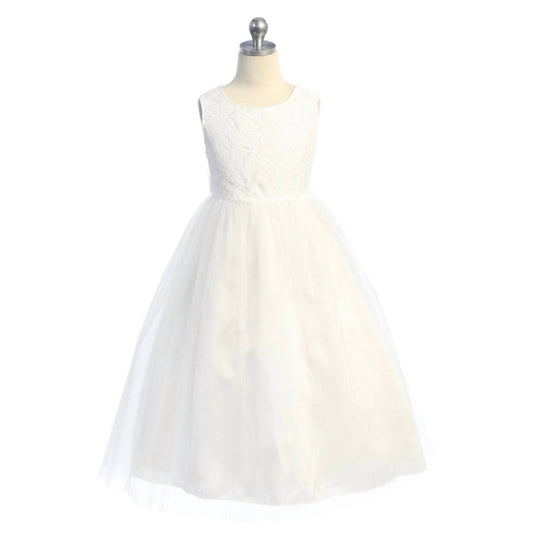 Kid'S Dream - Girls' Lace Illusion Communion Dress