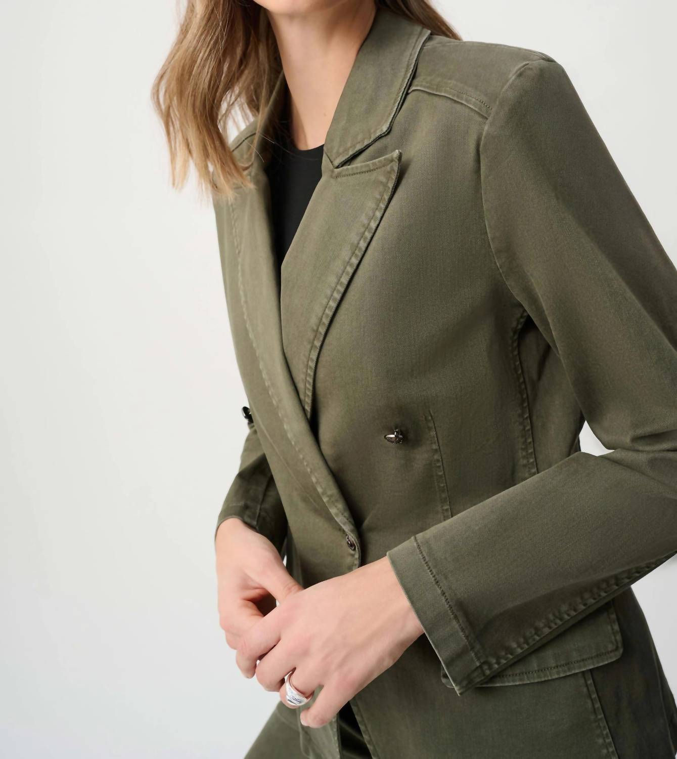 Joseph Ribkoff - Featherweave Denim Double-breasted Blazer