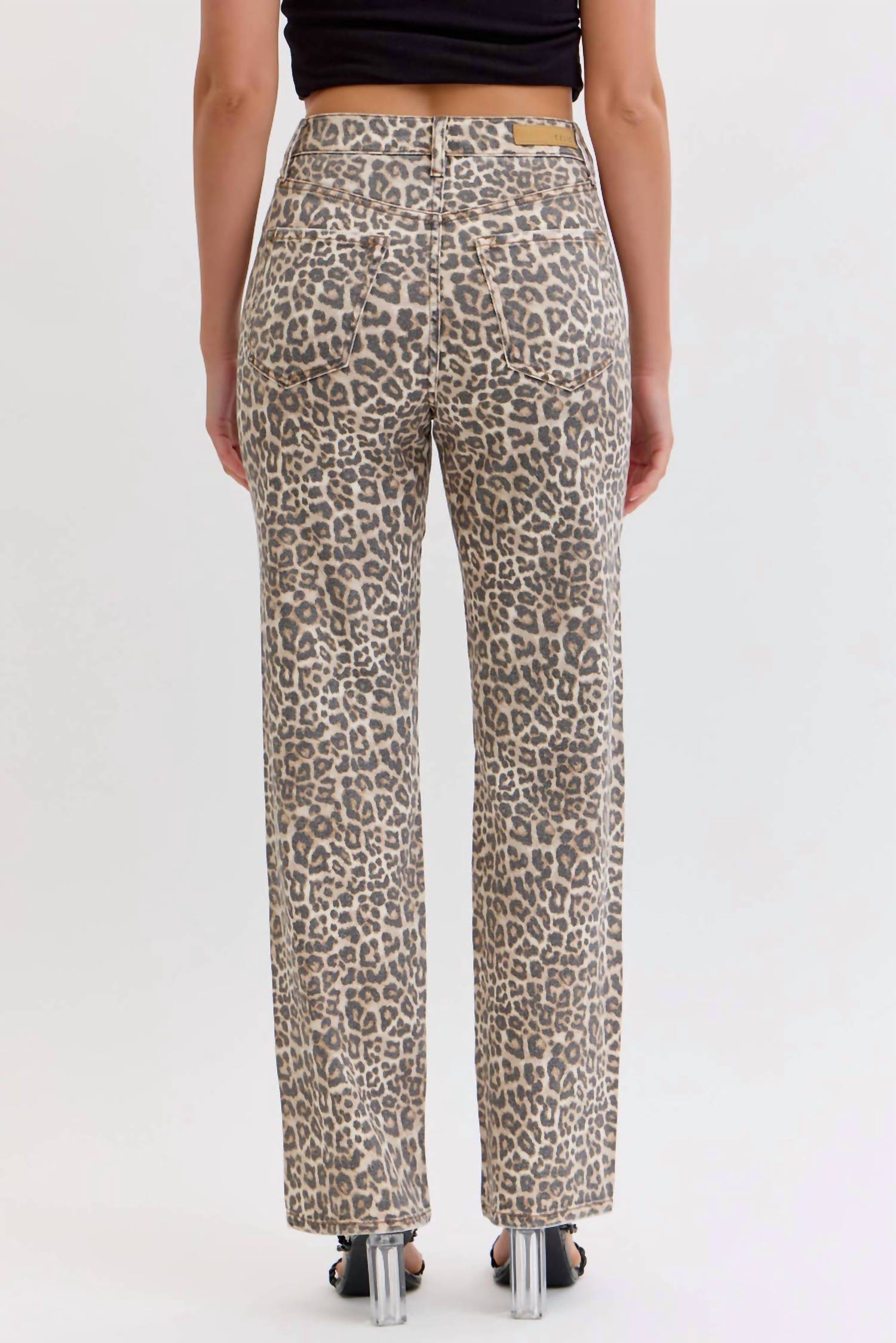 CELLO High Rise Dad Jean in leopard - women's jeans - alternate view