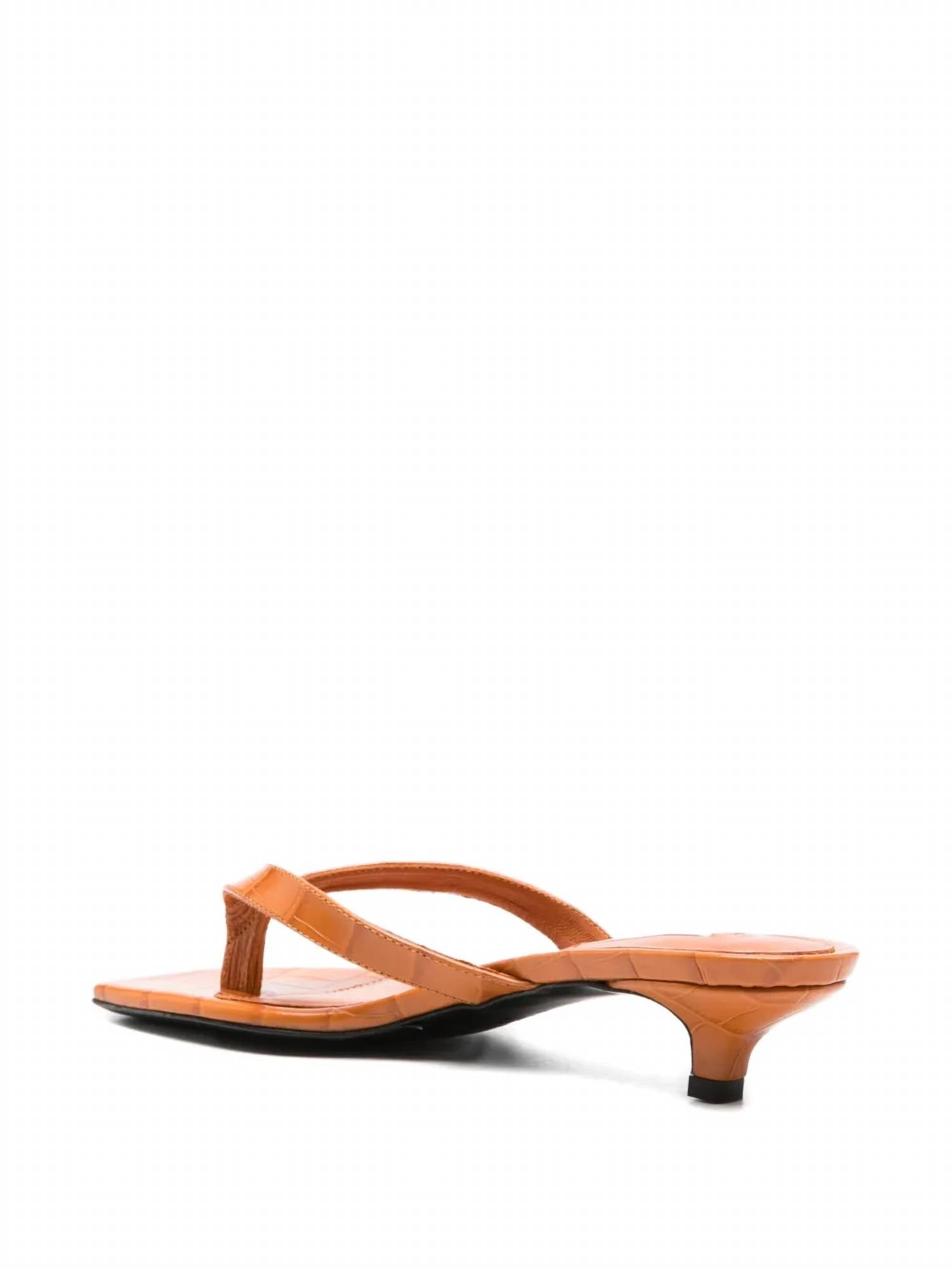 Toteme - Women's Croco-embossed Heeled Flip Flops