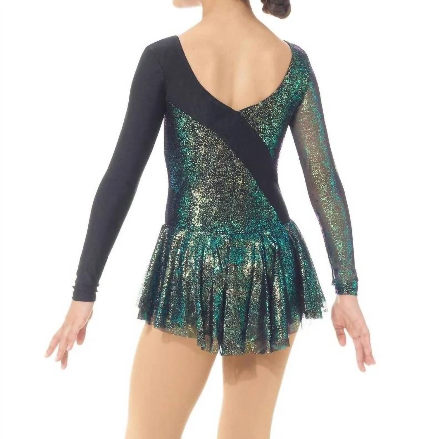Mondor - Shimmer Sparkle Asymmetrical Long Sleeve Skate Dress