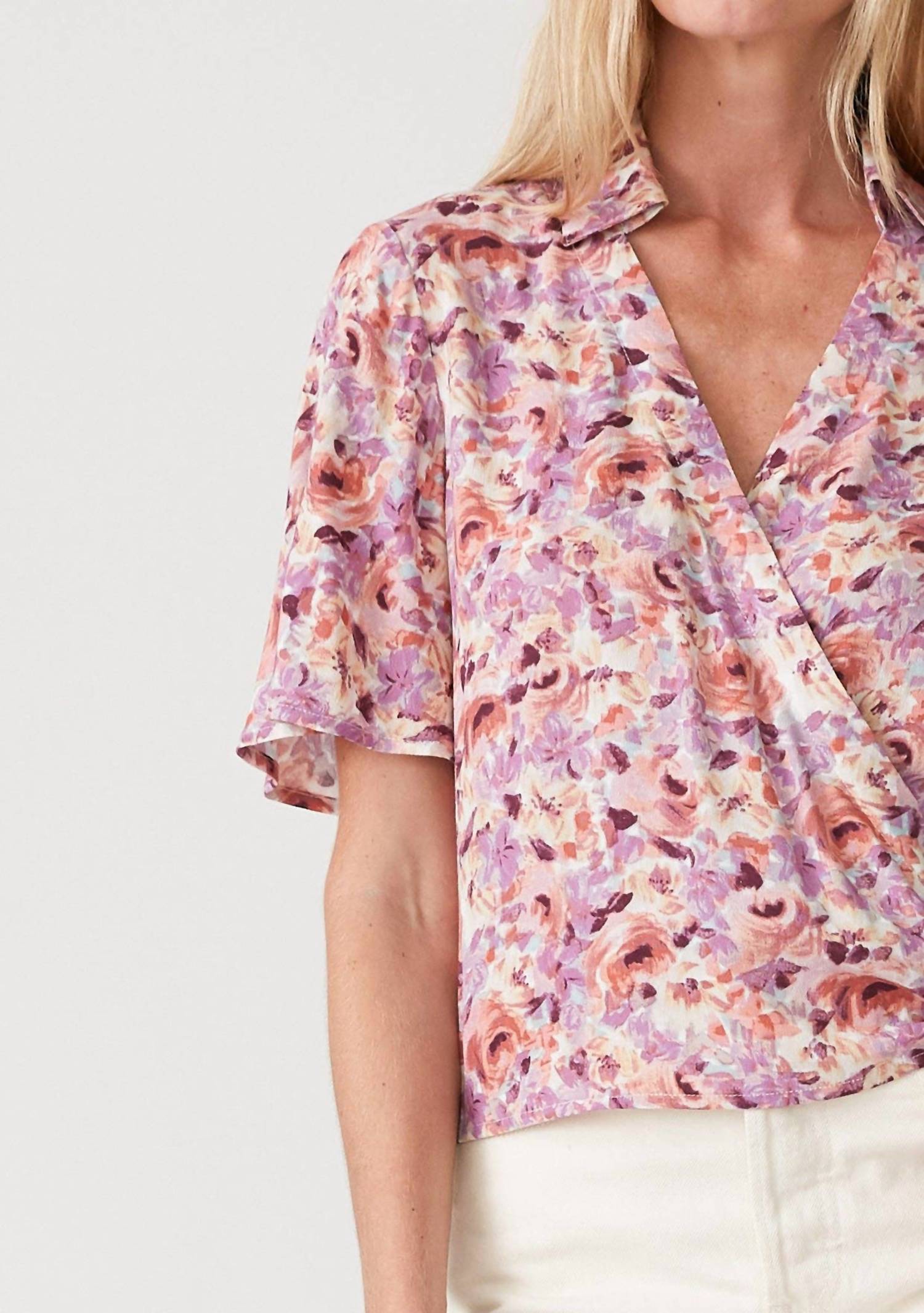 Lovestitch - Brinley Floral Surplice Wrap Top
