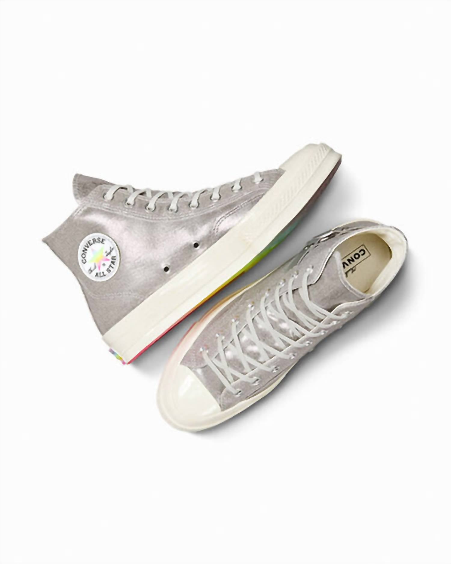 Converse Unisex Chuck 70 Pride Hi Top Sneakers in silver - women's sneaker - view 4