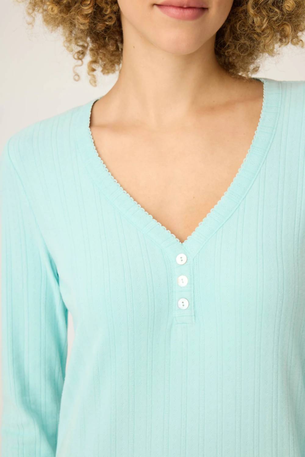 PJ Salvage Pointelle Essentials Night Shirt in light mint - women's item - view 4