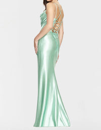 Satin Cowl Neck Evening Gown