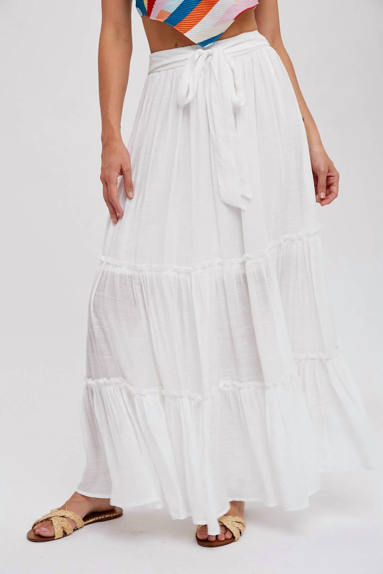 Bluivy - Tiered Ruffle Flowy Maxi Skirt