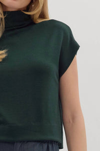 Entro - Solid Knit Mock Neck Pullover Top