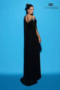 Tarik Ediz - V-neck A-line Long Dress