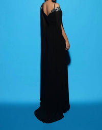 Tarik Ediz - V-neck A-line Long Dress