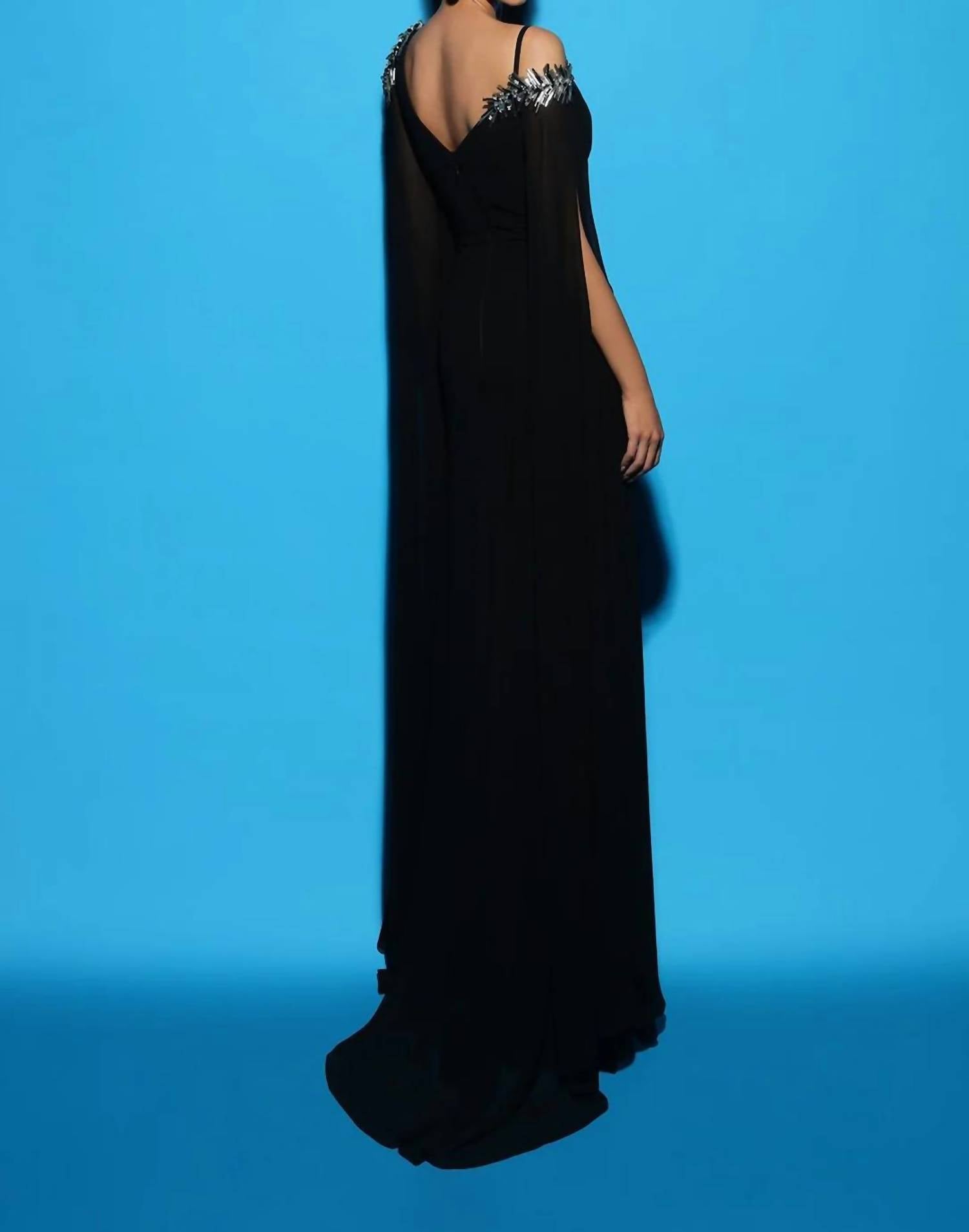 Tarik Ediz - V-neck A-line Long Dress