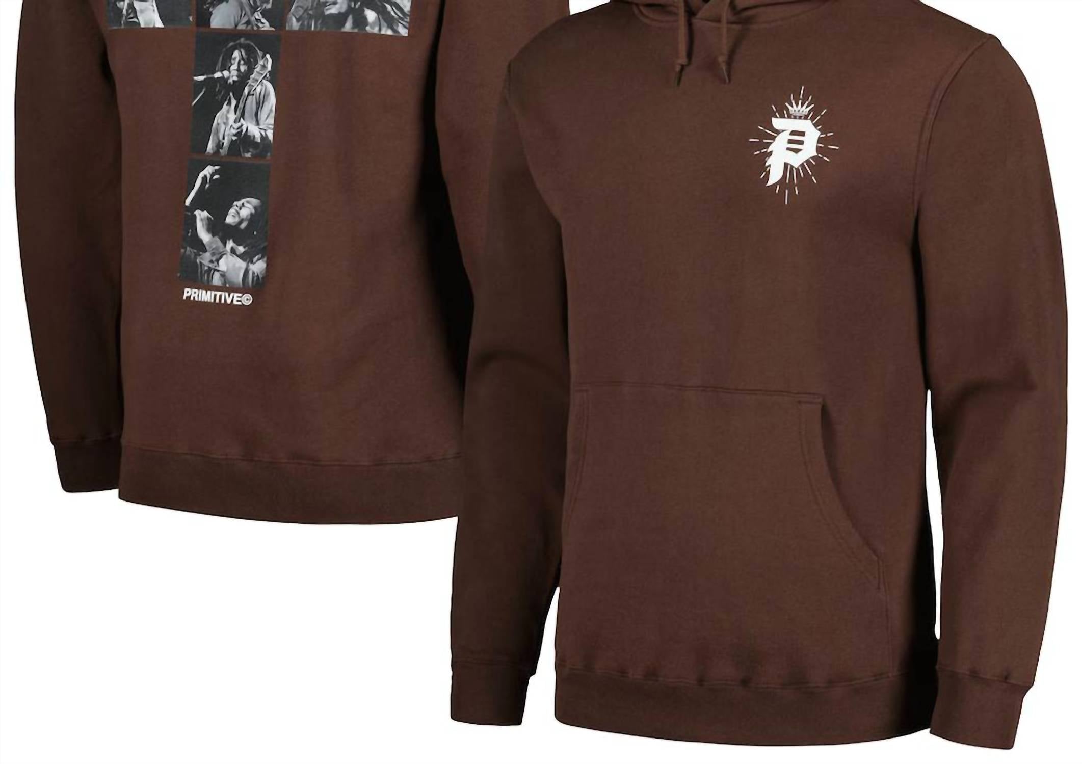 Primitive Unisex - Bob Marley King Pullover Hoodie in brown - men's shirt - detail view