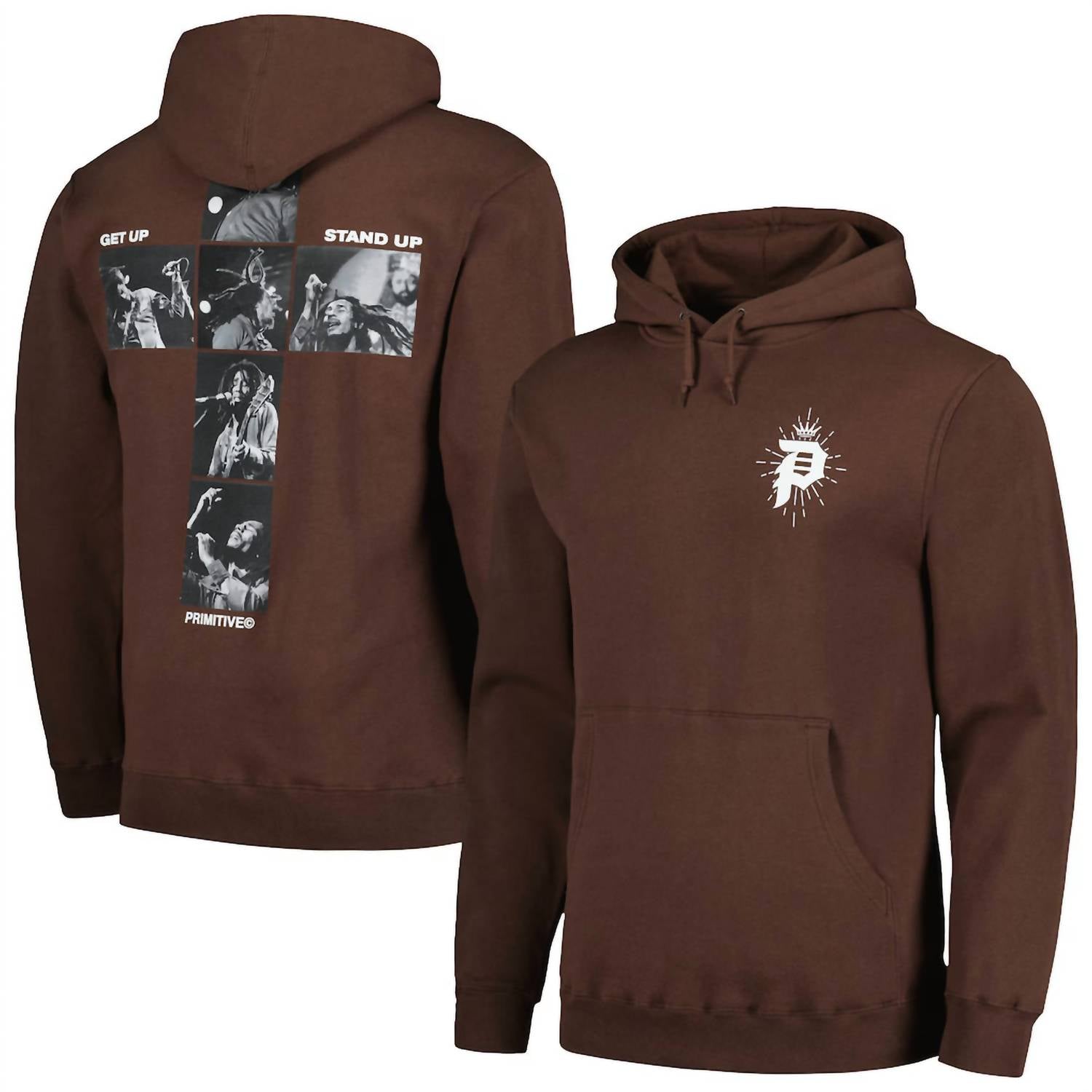 Primitive Unisex - Bob Marley King Pullover Hoodie in brown - men's shirt - alternate view