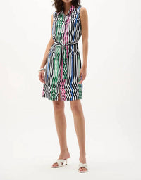 Joseph Ribkoff - Woven Stripe Straight Dress with Sash