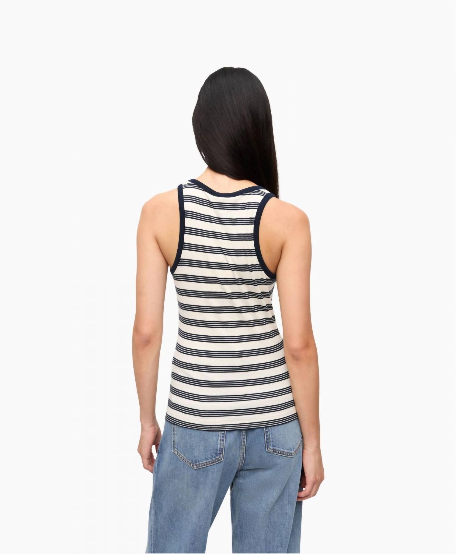 Ganni - Striped Soft Cotton Rib Tank Top