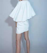 Aiifos Issa Cape Mini Dress in white - women's dress - detail view